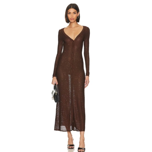 NWT* Misa Rafael cardigan dress in chocolate shimmer - Picture 1 of 3